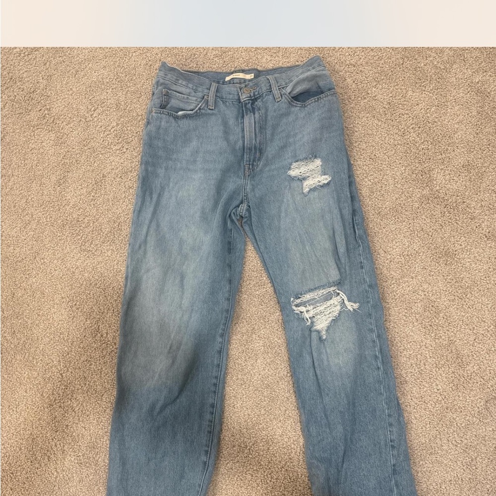 Levi's Light Blue Distressed Straight Leg Jeans